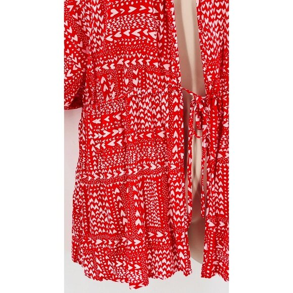 Victoria's Secret Heart Kimono Robe One Size Red White Hearts - Picture 3 of 8